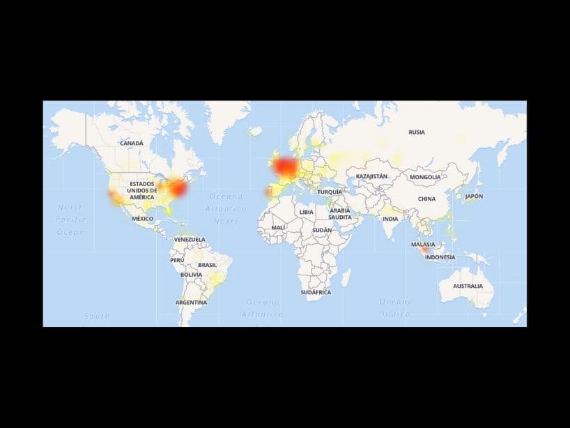 Estas son las zonas del mundo donde downdetector ha recibido informes de fallas de Insatagram
