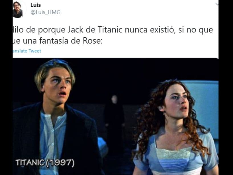 En esta ocasión, un psicólogo de nombre "Luis" en Twitter, quiso demostrar que "Jack" es en realidad producto de la imaginación de "Rose" y que en verdad su amor nunca existió.