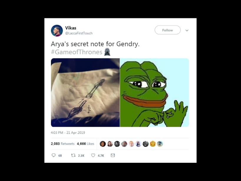 Hasta se especuló sobre como el diseño que le entregó a Gendry, en realidad era una propuesta encriptada.