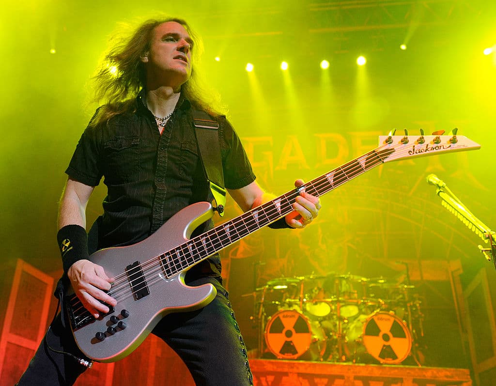 LAS VEGAS - OCTOBER 20: Megadeth bassist David Ellefson performs during the Jagermeister Fall Music Tour at The Pearl concert theater at the Palms Casino Resort October 20, 2010 in Las Vegas, Nevada. (Photo by Ethan Miller/Getty Images)