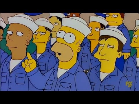 Homero ha tenido muchos trabajos además del de la planta nuclear, como cuando estuvo en un submarino "Atómico, se dice atómico".