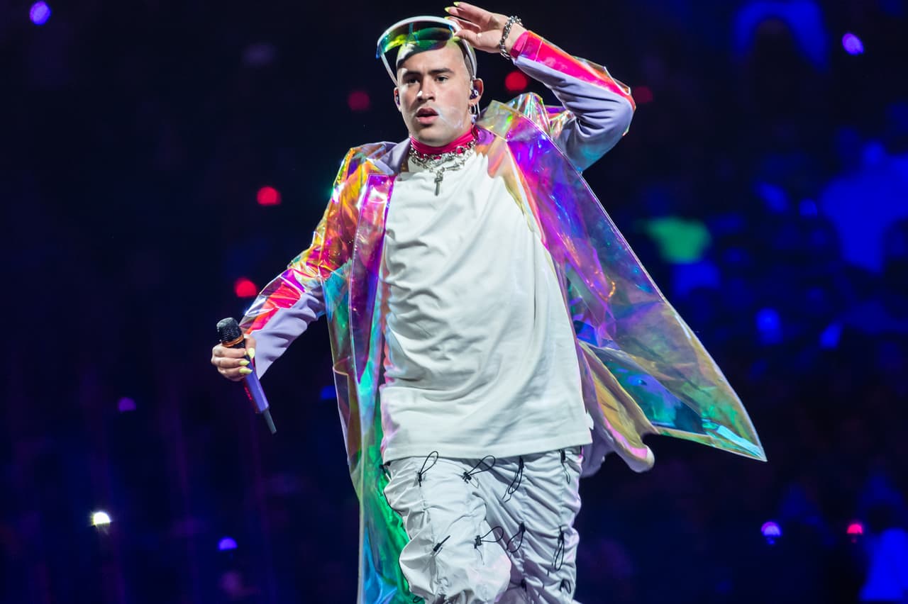 NEW YORK, NY - APRIL 27: Bad Bunny performs live in concert at Madison Square Garden on April 27, 2019 in New York City. (Photo by Steven Ferdman/Getty Images)