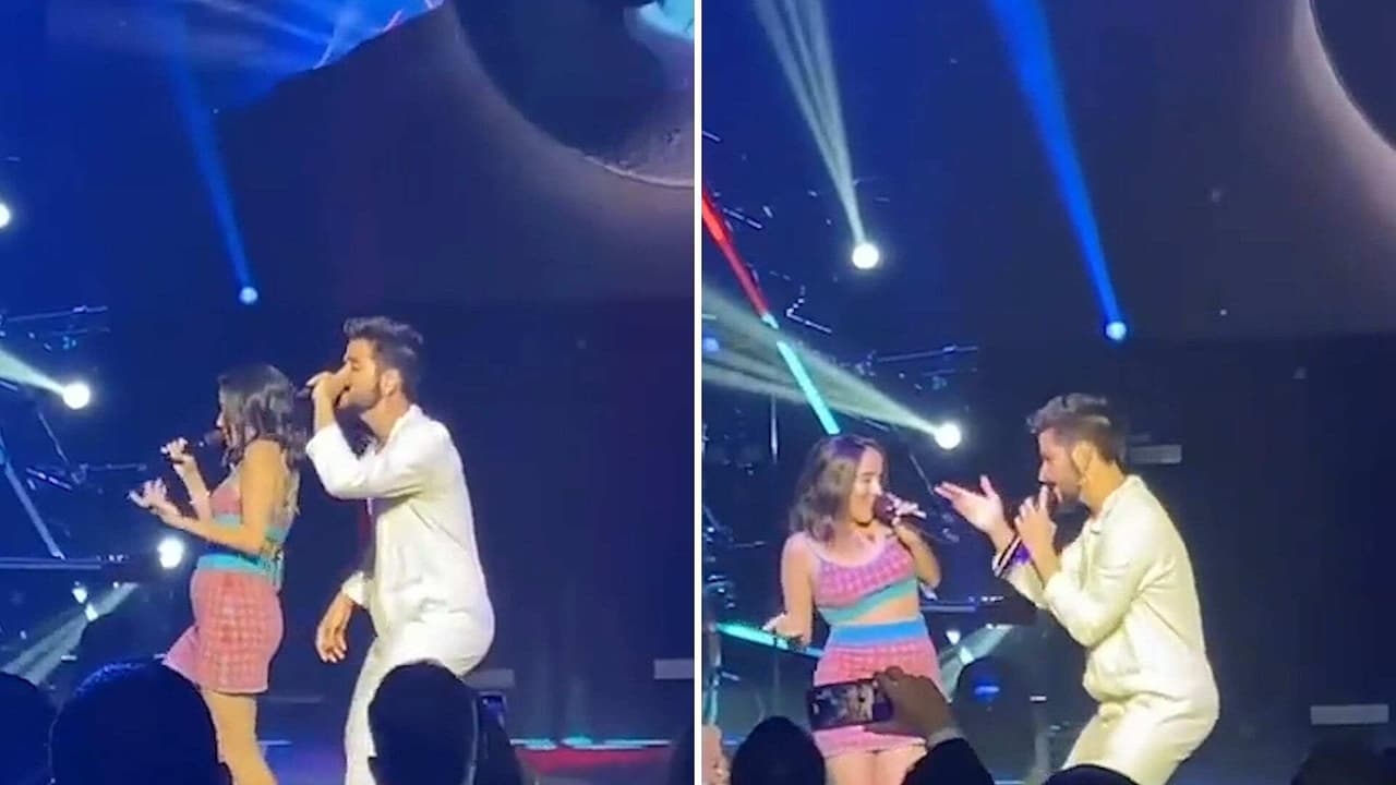Evaluna muestra su pancita de embarazada en pleno concierto junto a Camilo