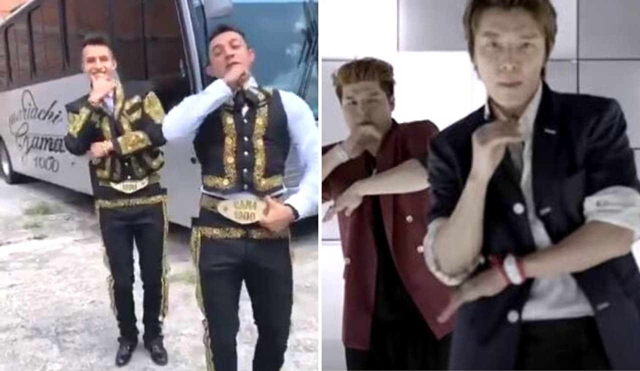 El grupo Mariachi Gama 1000 mostró sus mejores pasos para recrear una coreografía de Super Junior