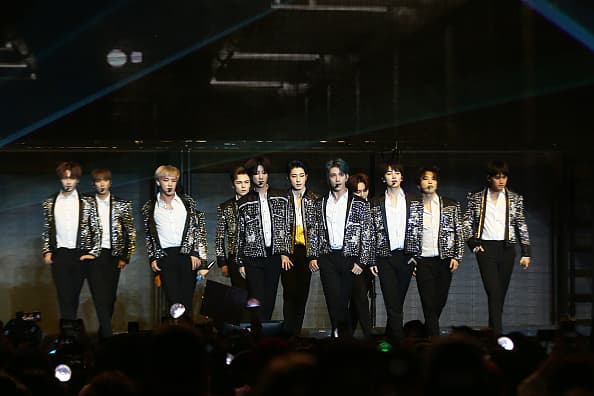 IRVING, TX - JANUARY 14: K-pop band SEVENTEEN performs in concert during their "Ode to You" tour at Toyota Music Factory on January 14, 2020 in Irving, Texas. (Photo by Omar Vega/Getty Images)