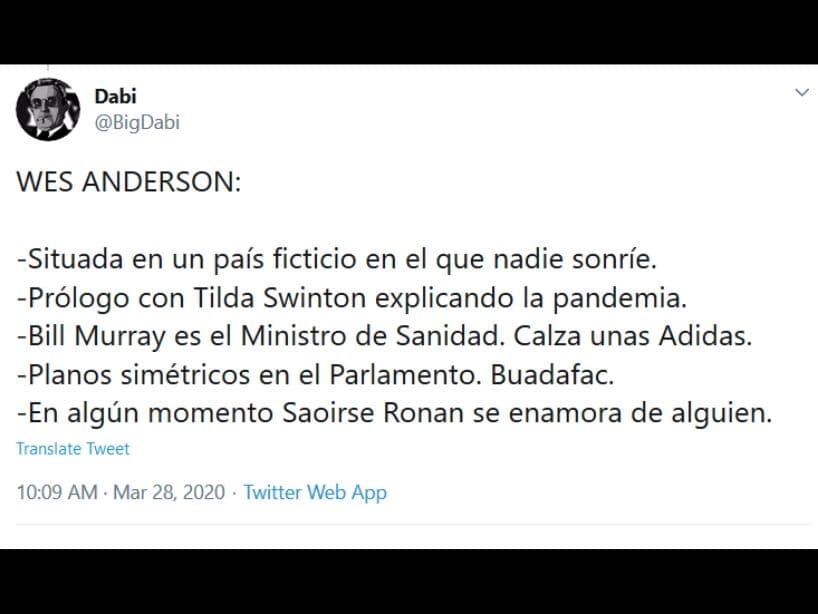 <b>Wes Anderson</b>
<br>
<br>
<b>Películas destacadas: </b>"El Gran Hotel Budapest" (2014), "EL Fantástico Sr. Zorro (2009), "Moonrise Kingdom" (2012), "Los excéntricos Tenenbaums" (2001) y "Vida Acuática" (2004).