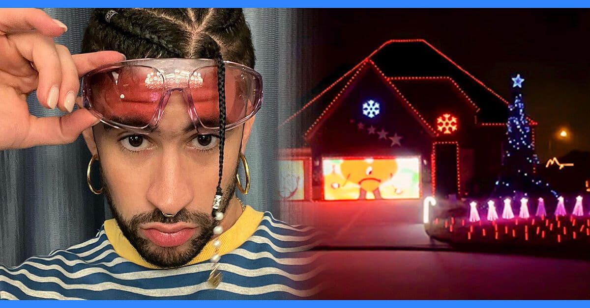 Bad Bunny protagoniza 'Una navidad sin ti' en casa con iluminación navideña