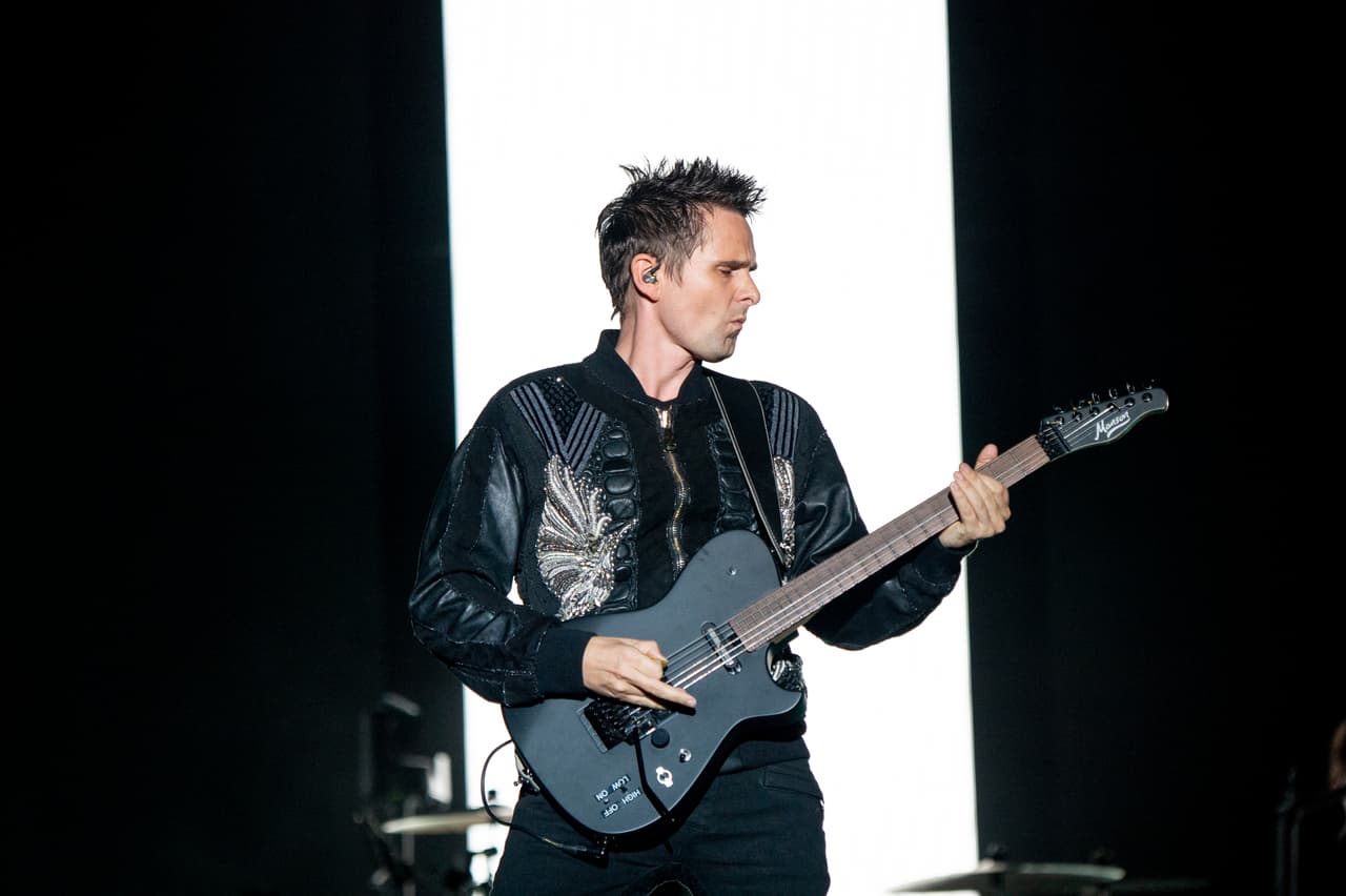 Matt Bellamy of Muse performs at the Bonnaroo Music and Arts Festival on Friday, June 8, 2018, in Manchester, Tenn. (Photo by Amy Harris/Invision/AP)