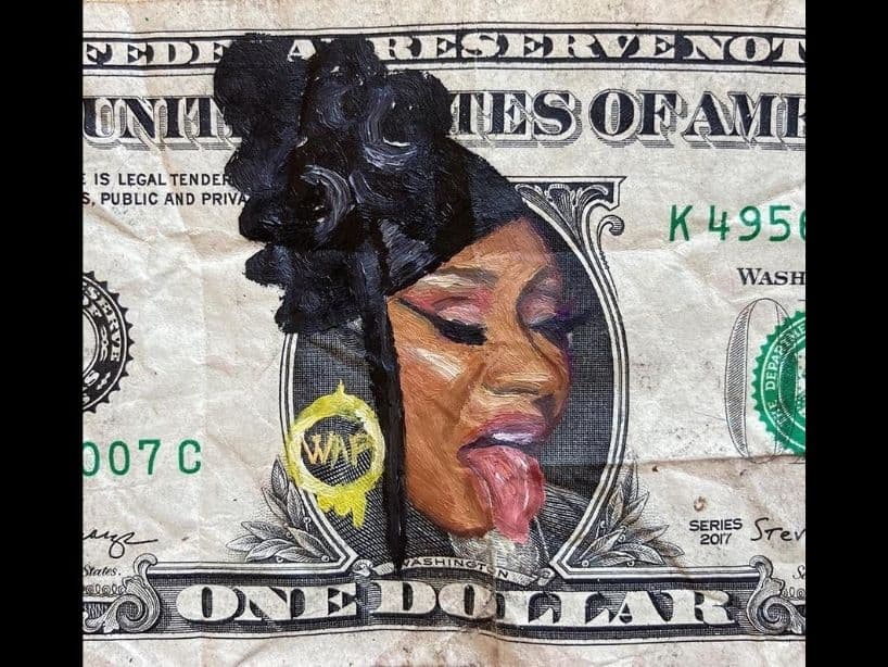 A través de su cuenta de Instagram, “@clairesalvo”, compartió una serie de fotografías, junto a algunos videos en el mostró el proceso de la transformación de George Washington. Así se vería un billete con la cara de Cardi B.