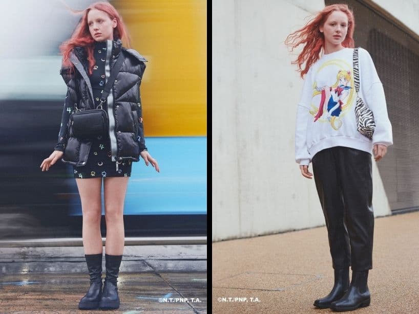 Ropa y accesorios diseñados por Bershka, inspirados en el popular anime de los 90, Sailor Moon.