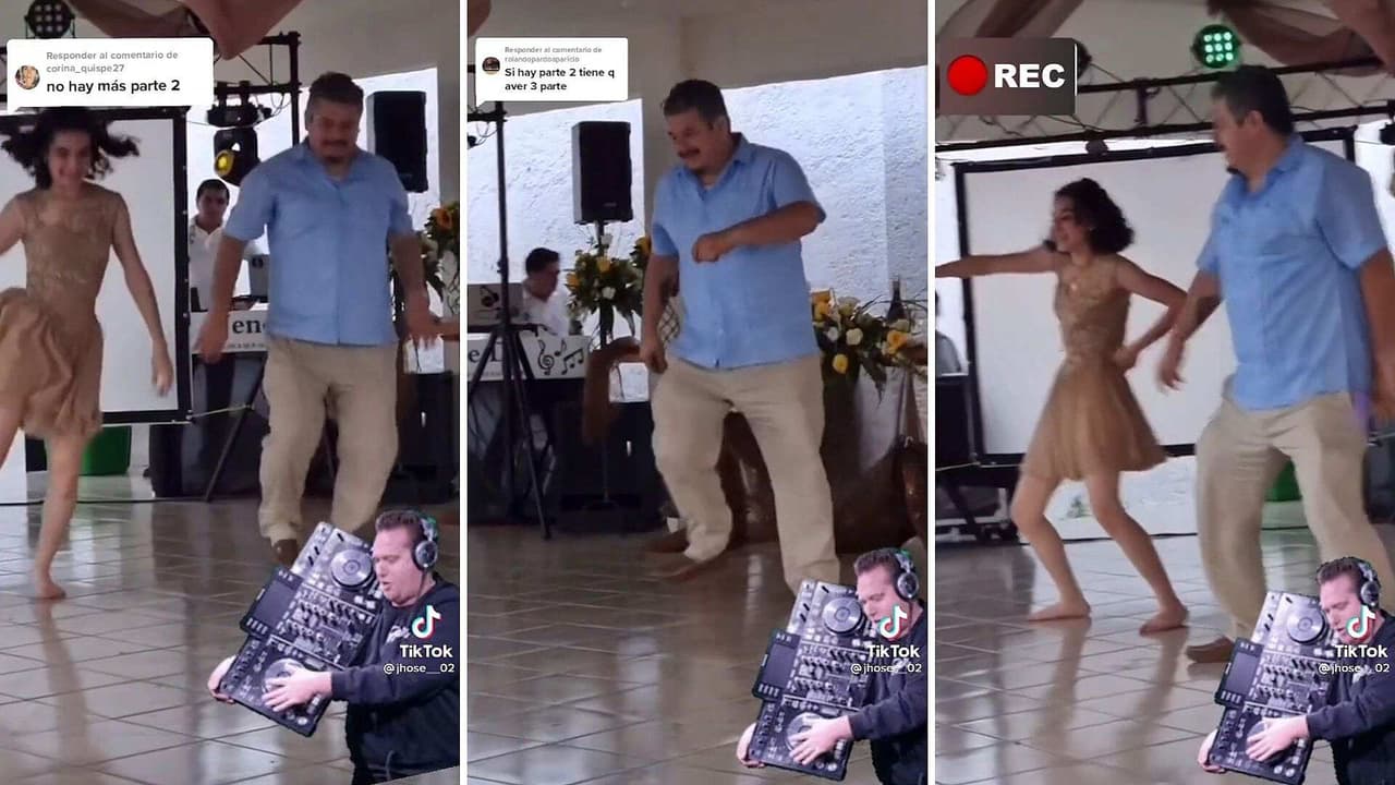 Papá derrota a su hija al bailar retos de TikTok en una fiesta
