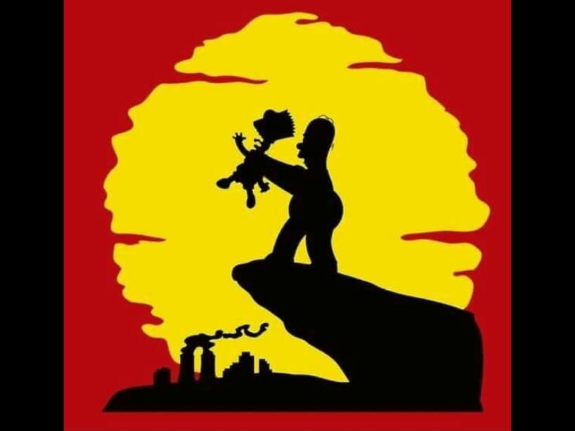 Homero y Bart Simpson al estilo del Rey León.