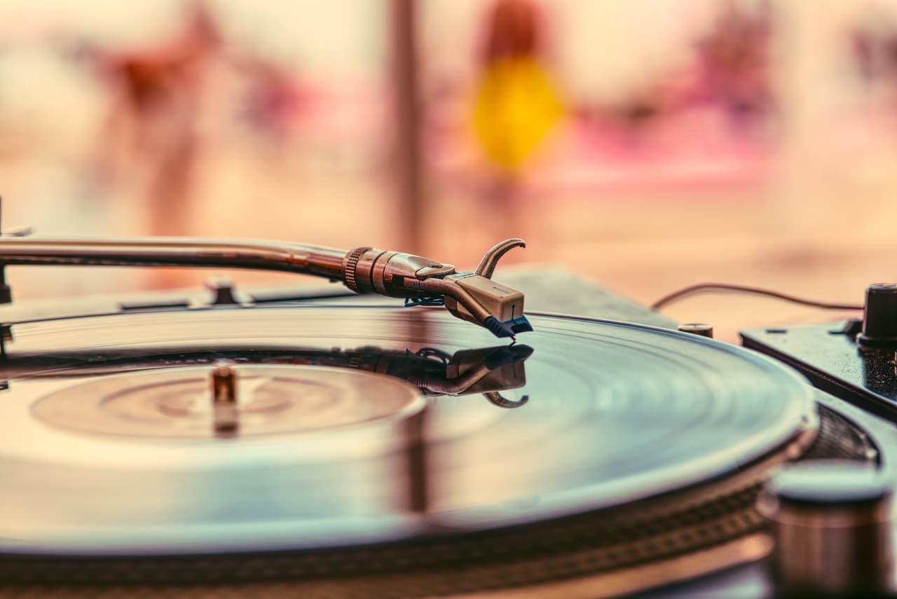 Vinyl record on turntable