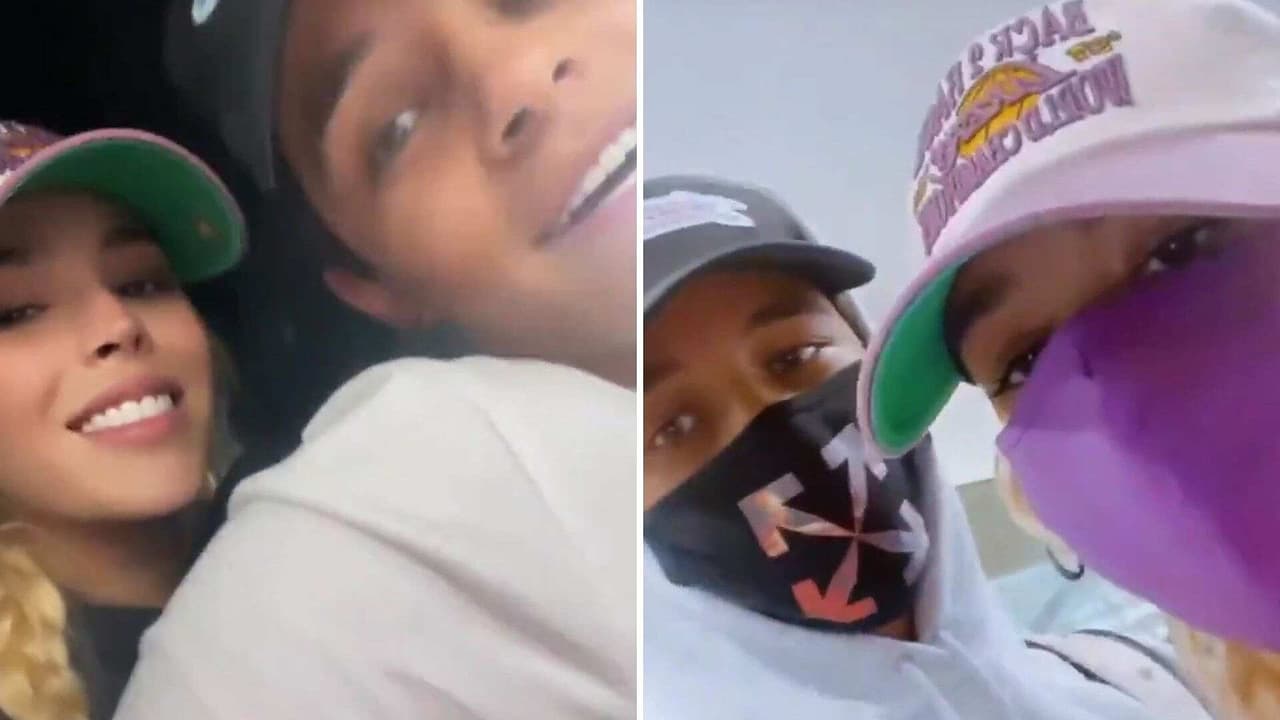 Danna Paola huye de la prensa tras llegar al aeropuerto acompañada de su supuesto novio