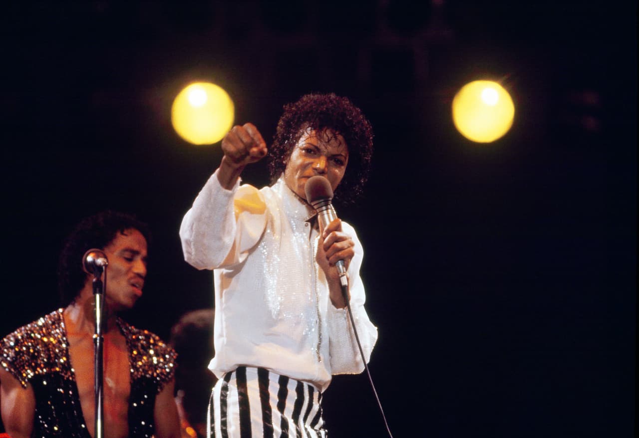 Singer Michael Jackson, performs during "Victory Tour" July 1984 in the USA. (AP Photo)