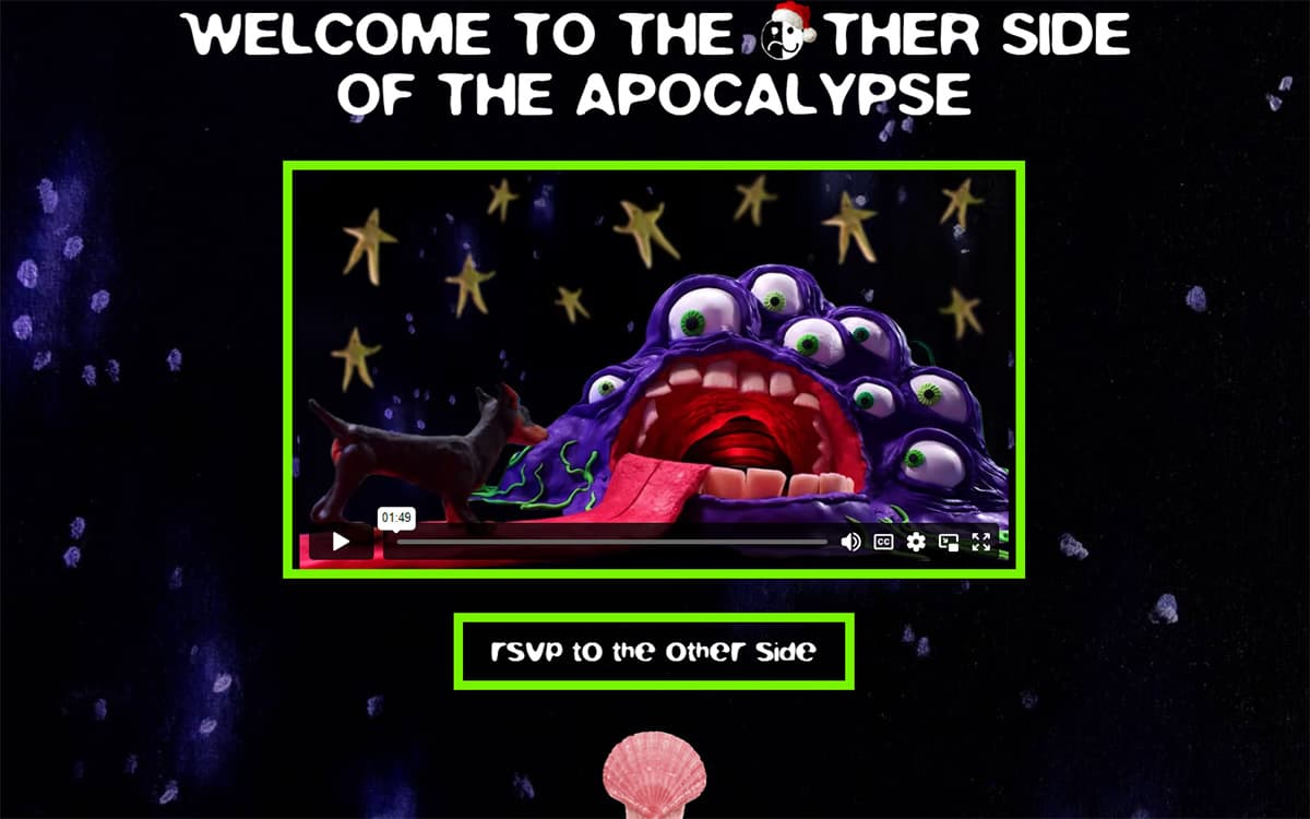 Página principal del sitio web “Sending My Love From the Other Side”