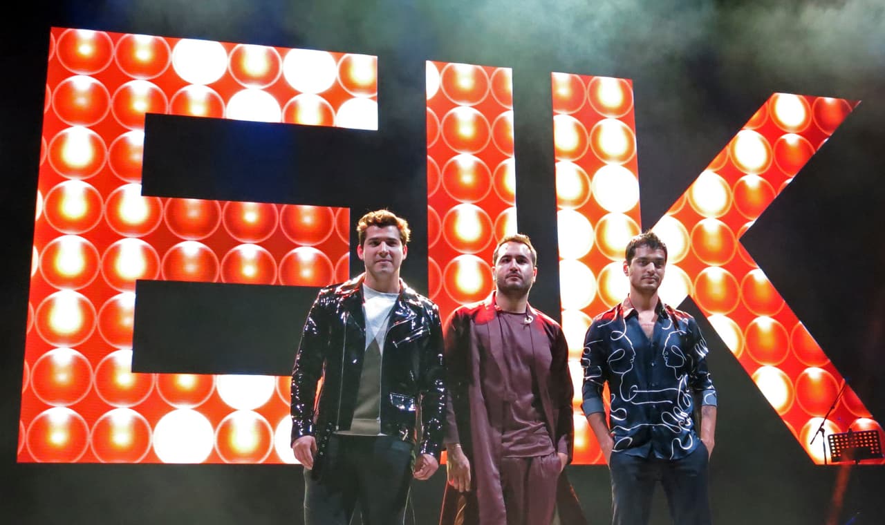 In this April 4, 2017 photo, members of the Mexican band Reik pose for a portrait during rehearsal at the National Auditorium in Mexico City. From left are Julio Ramirez, Jesus Navarro and Bibi Marin. Reik chose its single “Un amor de verdad” based on their fan's preferences after it became one of the most streamed songs from their record “Des/Amor.” (AP Photo/Berenice Bautista)