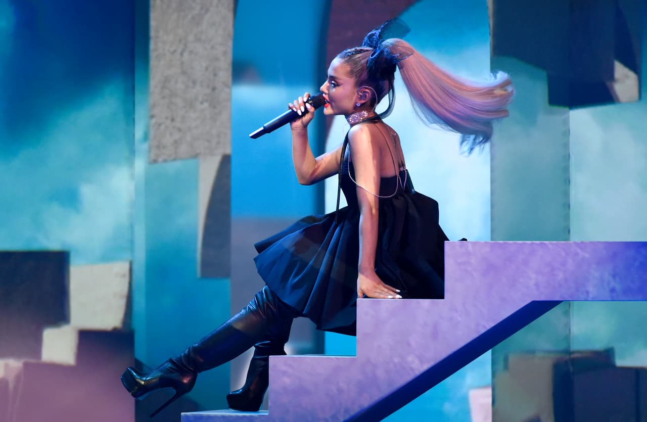Ariana Grande performs "No Tears Left To Cry" at the Billboard Music Awards at the MGM Grand Garden Arena on Sunday, May 20, 2018, in Las Vegas. (Photo by Chris Pizzello/Invision/AP)