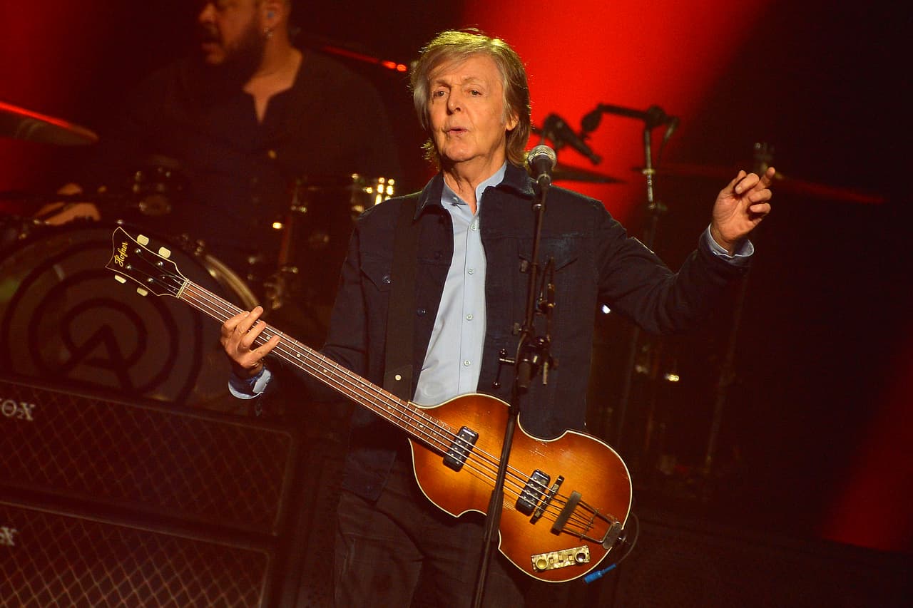 LONDON, ENGLAND - DECEMBER 16: Sir Paul McCartney performs live on stage at the O2 Arena during his 'Freshen Up' tour, on December 16, 2018 in London, England. (Photo by Jim Dyson/Getty Images)