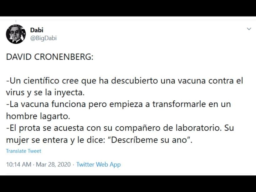 <b>David Cronenberg</b>
<br>
<br>
<b>Películas destacadas: </b>"La Mosca" (1986), "Cuerpos Invadidos" (1983), "Telépatas, Mentes Destructoras" (1981), "Crash: Extraños Placeres" y "Promesas del Este" (2007).