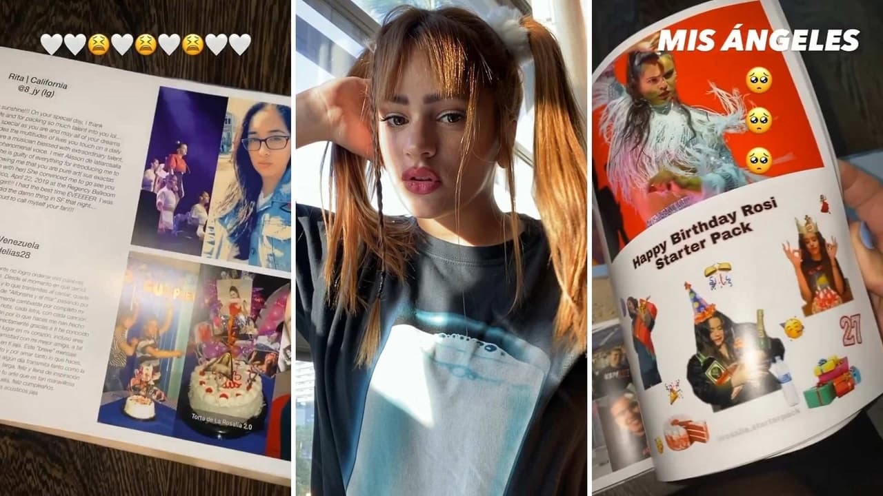 Rosalía presume con emoción el libro personalizado con fotografías que le regalaron sus fans