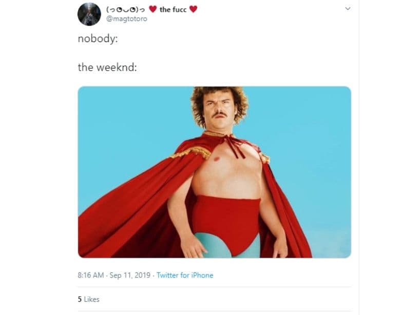 Algunos compararon a The Weeknd con Nacho Libre, personaje de la película que Jack Black protagonizó en 2006.