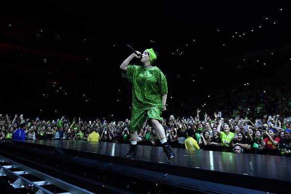 MIAMI, FLORIDA - MARCH 09: Billie Eilish performs live on stage at Billie Eilish "Where Do We Go?" World Tour Kick Off - Miami at American Airlines Arena on March 09, 2020 in Miami, Florida. (Photo by Kevin Mazur/Getty Images for Live Nation)