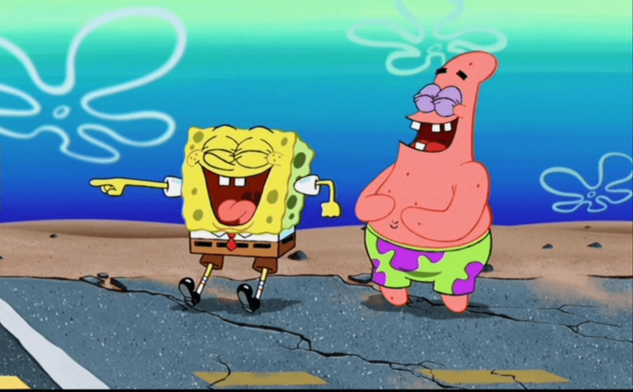 La risa de Bob Esponja está diseñada para que el público recuerde el mar y la playa al escucharla, es una mezcla del sonido que hacen los delfines y las gaviotas.