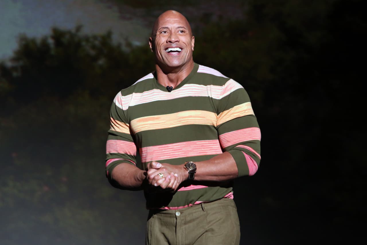 ANAHEIM, CALIFORNIA - AUGUST 24: Dwayne Johnson of 'Jungle Cruise' took part today in the Walt Disney Studios presentation at Disney’s D23 EXPO 2019 in Anaheim, Calif. 'Jungle Cruise' will be released in U.S. theaters on July 24, 2020. (Photo by Jesse Grant/Getty Images for Disney)