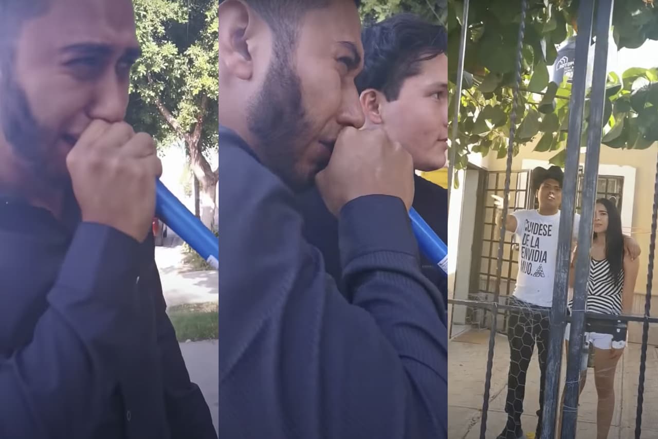 ¡Sin llorar! Chico le lleva serenata a su ex, sale su nuevo novio y le rompen el corazón