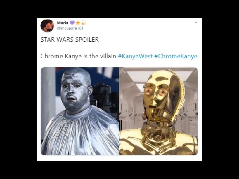 Kayne West se presentó en Miami, Florida cubierto de pintura plateada y vestido del mismo color, situación que ha generado un sin número de memes en redes sociales.