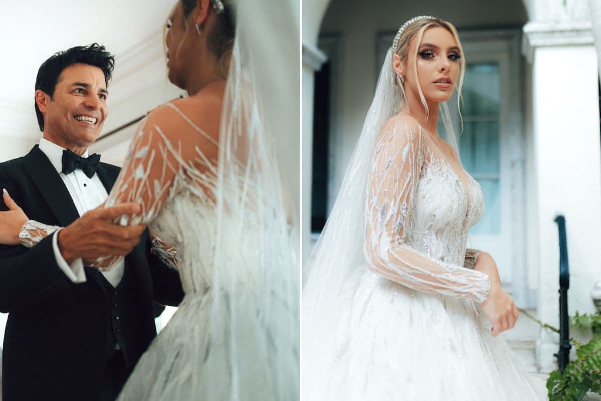 Chayanne y Lele Pons el día de su boda