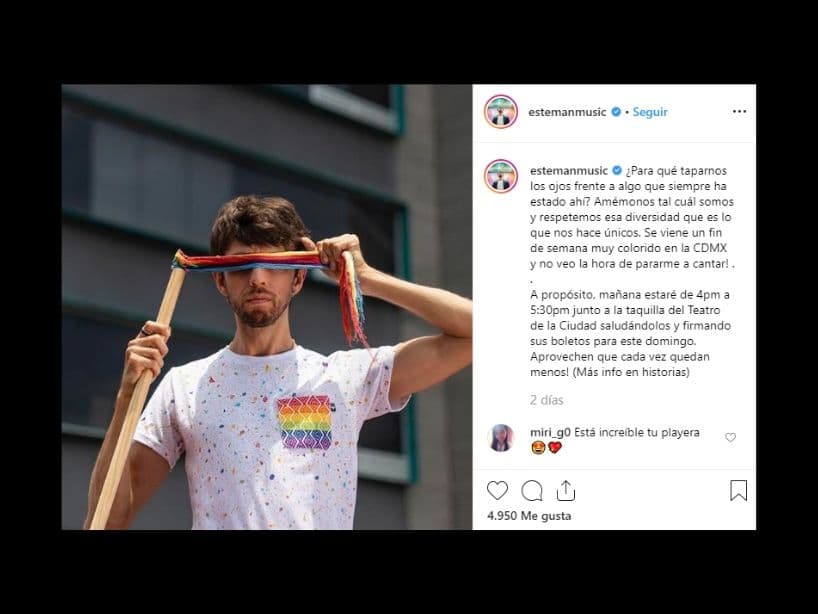 El intérprete de "Fuimos Amor" compartió un mensaje en el que invita a todos a amarse tal cual son y respetar la diversidad.