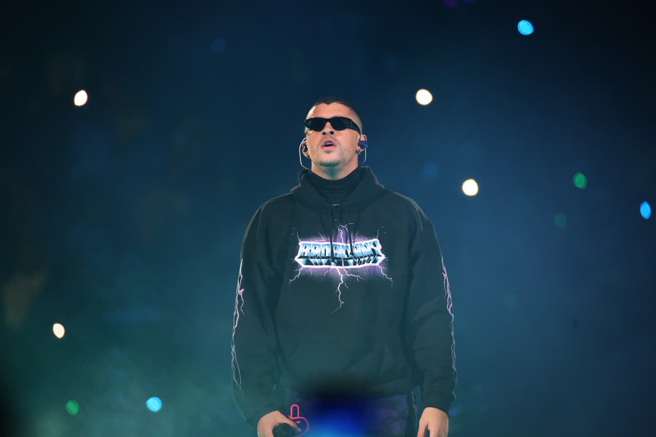 NEWARK, NEW JERSEY - OCTOBER 27: Bad Bunny performs live in concert at Prudential Center on October 27, 2019 in Newark, New Jersey. (Photo by Manny Carabel/Getty Images)