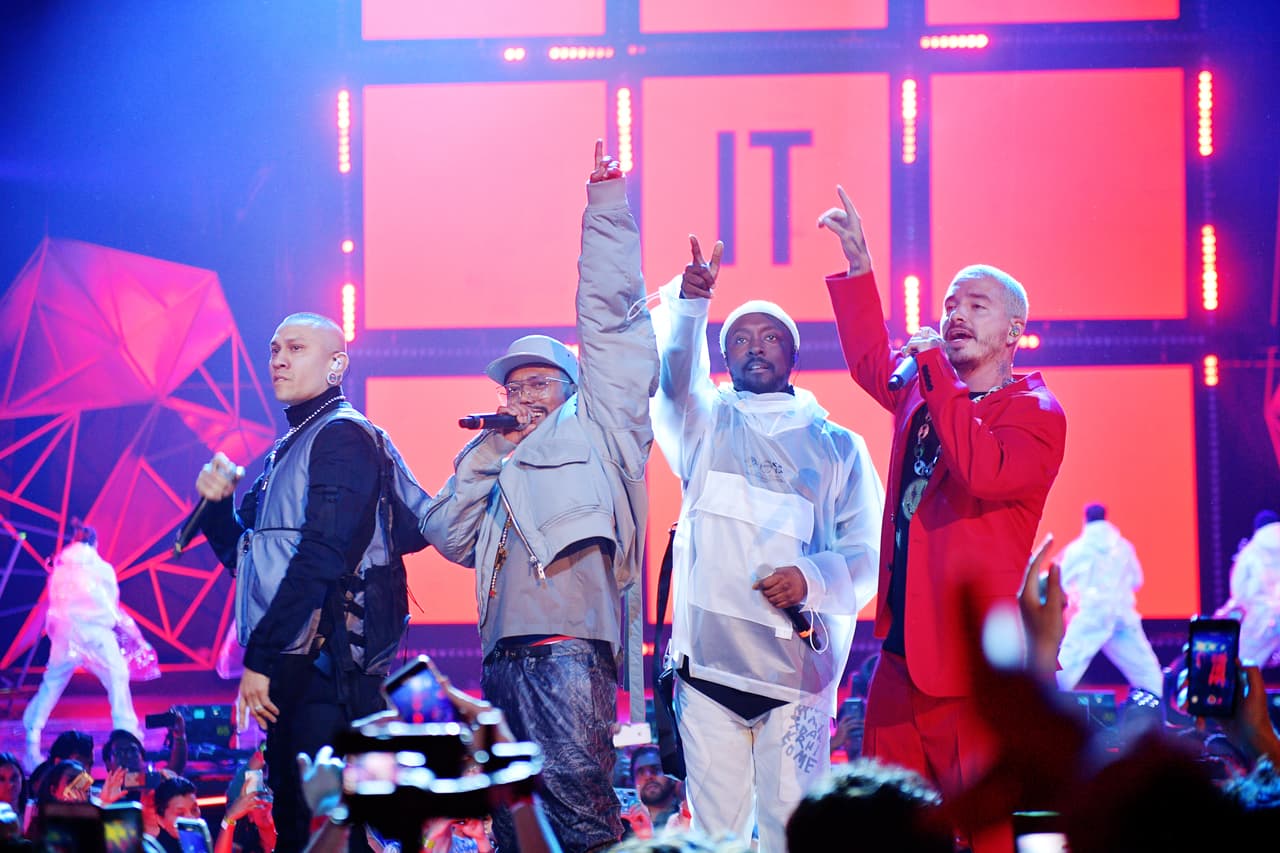 MEXICO CITY, MEXICO - MARCH 05: (L-R) Taboo, Apl.de.ap and will.i.am of The Black Eyed Peas and J Balvin perform onstage during the 2020 Spotify Awards at the Auditorio Nacional on March 05, 2020 in Mexico City, Mexico. (Photo by Matt Winkelmeyer/Getty Images for Spotify)
