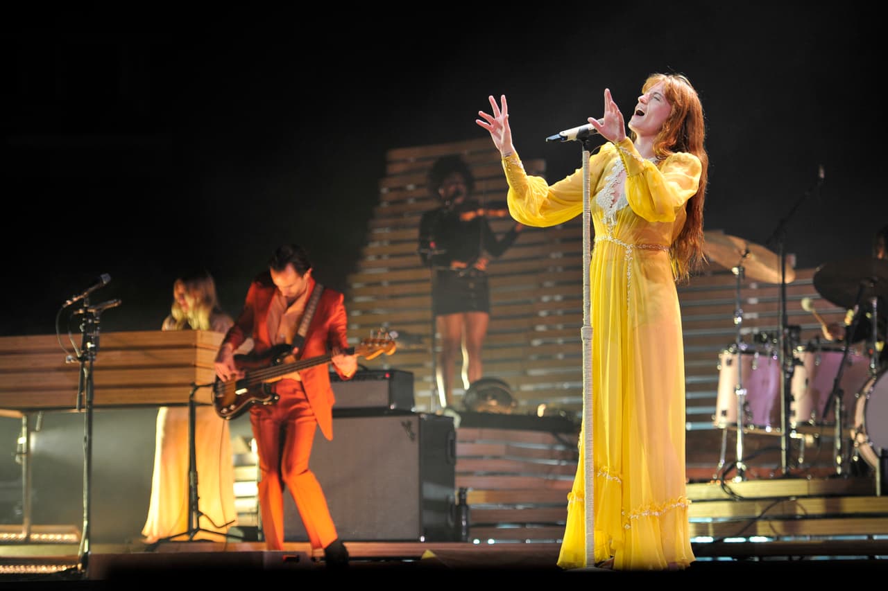Florence Welch of Florence + The Machine performs during 'The High As Hope Tour' at the United Center on Friday, Oct 19, 2018, in Chicago. (Photo by Rob Grabowski/Invision/AP)