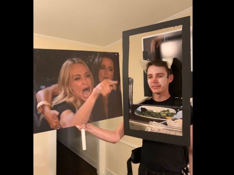 'Woman Yelling of a Cat' es uno de los memes más virales del 2019; a este chico se le ocurrió la brillante idea de usarlo como disfraz.