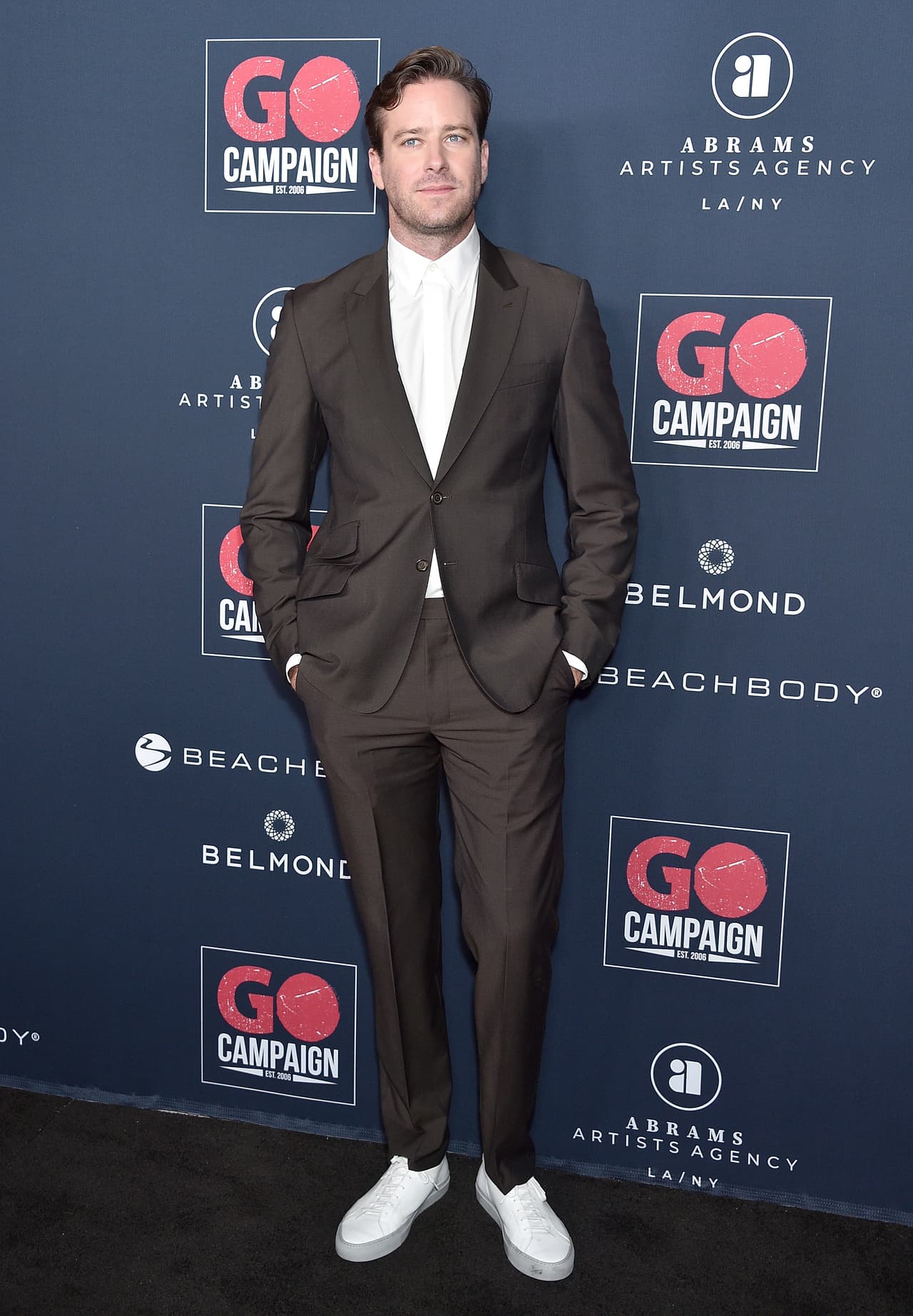 LOS ANGELES, CA - NOVEMBER 16: Armie Hammer arrives at the Go Campaign's 13th Annual Go Gala at NeueHouse Hollywood on November 16, 2019 in Los Angeles, California. (Photo by Gregg DeGuire/FilmMagic)