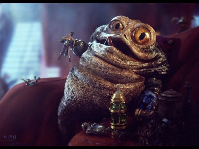 También existe una versión mini de Jabba The Hut.