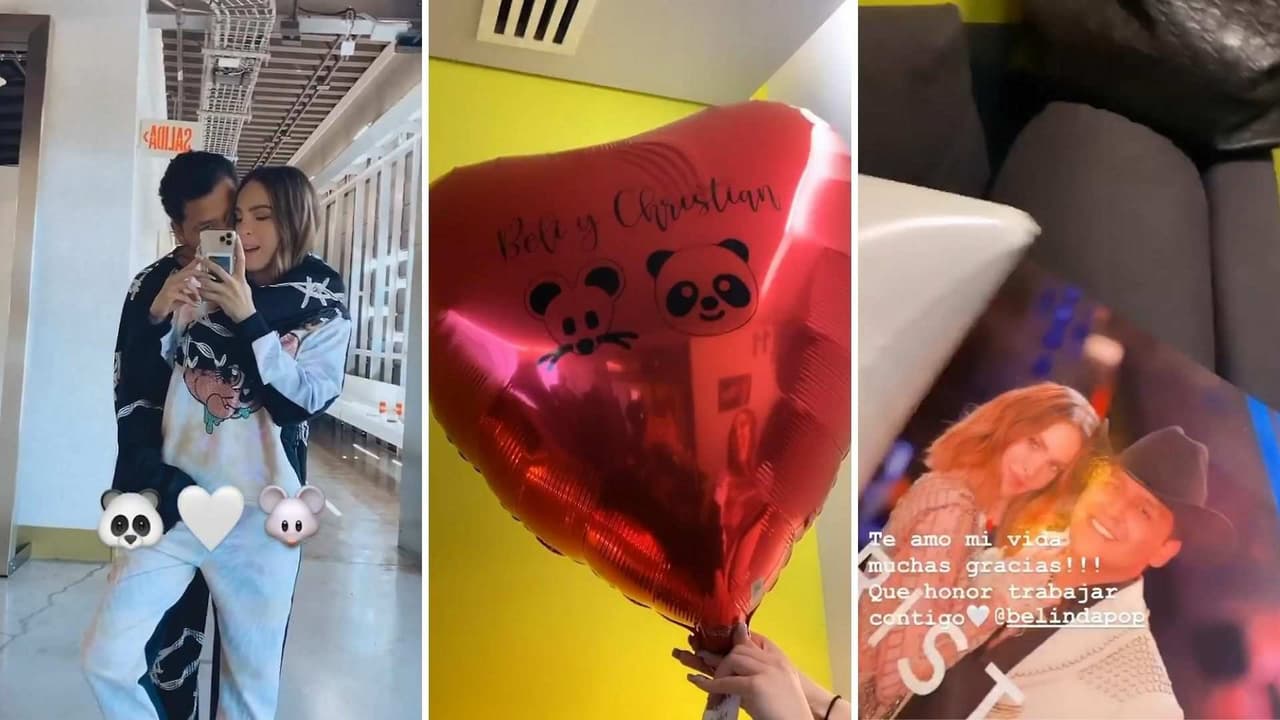 Belinda le demuestra su amor a Nodal y le lleva un montón de globos hasta su camerino