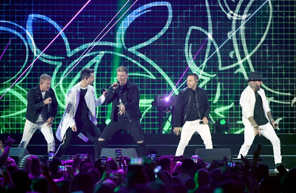 LAS VEGAS, NEVADA - SEPTEMBER 20: (L-R) Singers Brian Littrell, Kevin Richardson, Nick Carter, Howie Dorough and AJ McLean of the Backstreet Boys perform onstage during the 2019 iHeartRadio Music Festival at T-Mobile Arena on September 20, 2019 in Las Vegas, Nevada. (Photo by Ethan Miller/Getty Images)