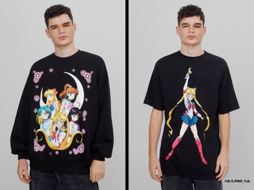 Ropa y accesorios diseñados por Bershka, inspirados en el popular anime de los 90, Sailor Moon.