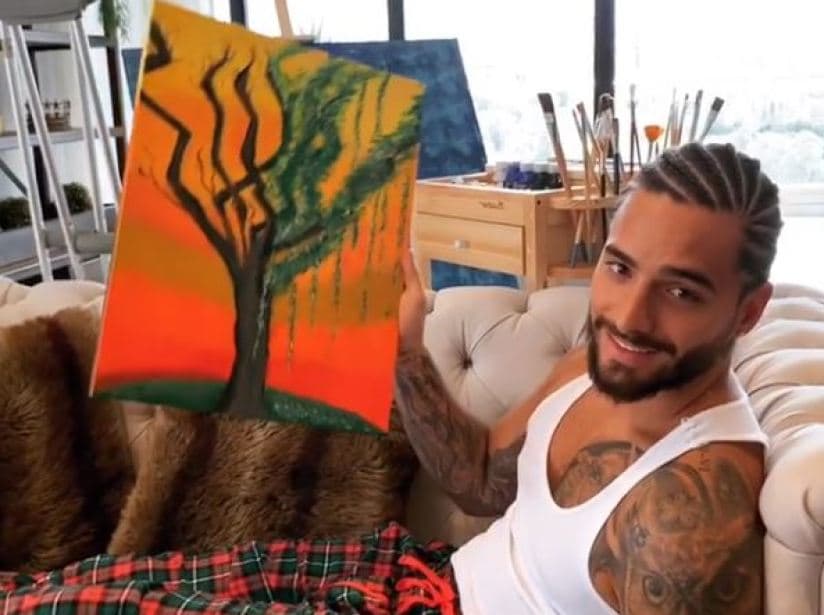 Maluma muestra sus dotes como pintor