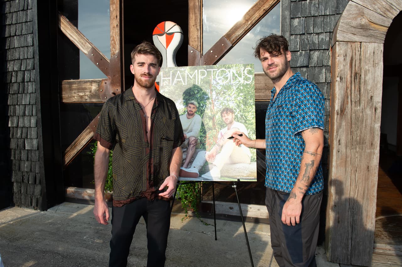 WATERMILL, NEW YORK - JULY 25: Drew Taggart and Alex Pall attend Hamptons Magazine x The Chainsmokers VIP Dinner at The Barn at Nova's Ark on July 25, 2020 in Watermill, New York. (Photo by Mark Sagliocco/Getty Images for Hamptons Magazine)