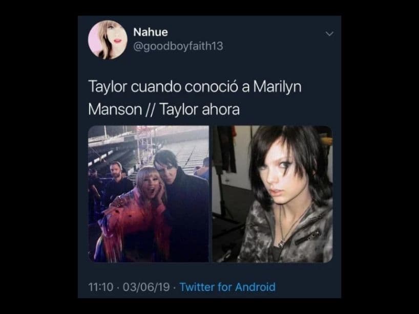 Los usuarios se burlaron de la fotografía, asegurando que la cantante absorberá la oscuridad de Manson.