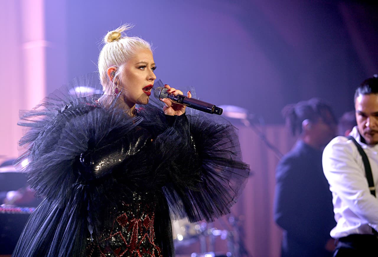 LOS ANGELES, CALIFORNIA - OCTOBER 10: Christina Aguilera performs onstage during the 2019 amfAR Gala Los Angeles at Milk Studios on October 10, 2019 in Los Angeles, California. (Photo by Matt Winkelmeyer/amfAR/Getty Images for amfAR)