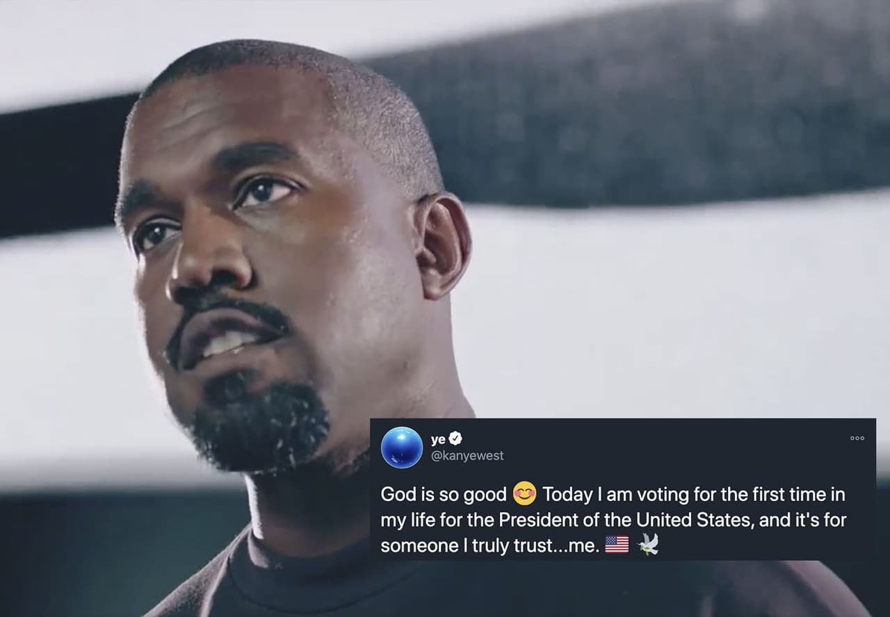 Aunque no está a favor de Biden, Kanye le retiró su apoyo a Trump... porque se lanzó el mismo como candidato a presidente. El 3 de noviembre por la mañana, el rapero anunció que había votado por primera vez en su vida, y que lo había hecho por él mismo.