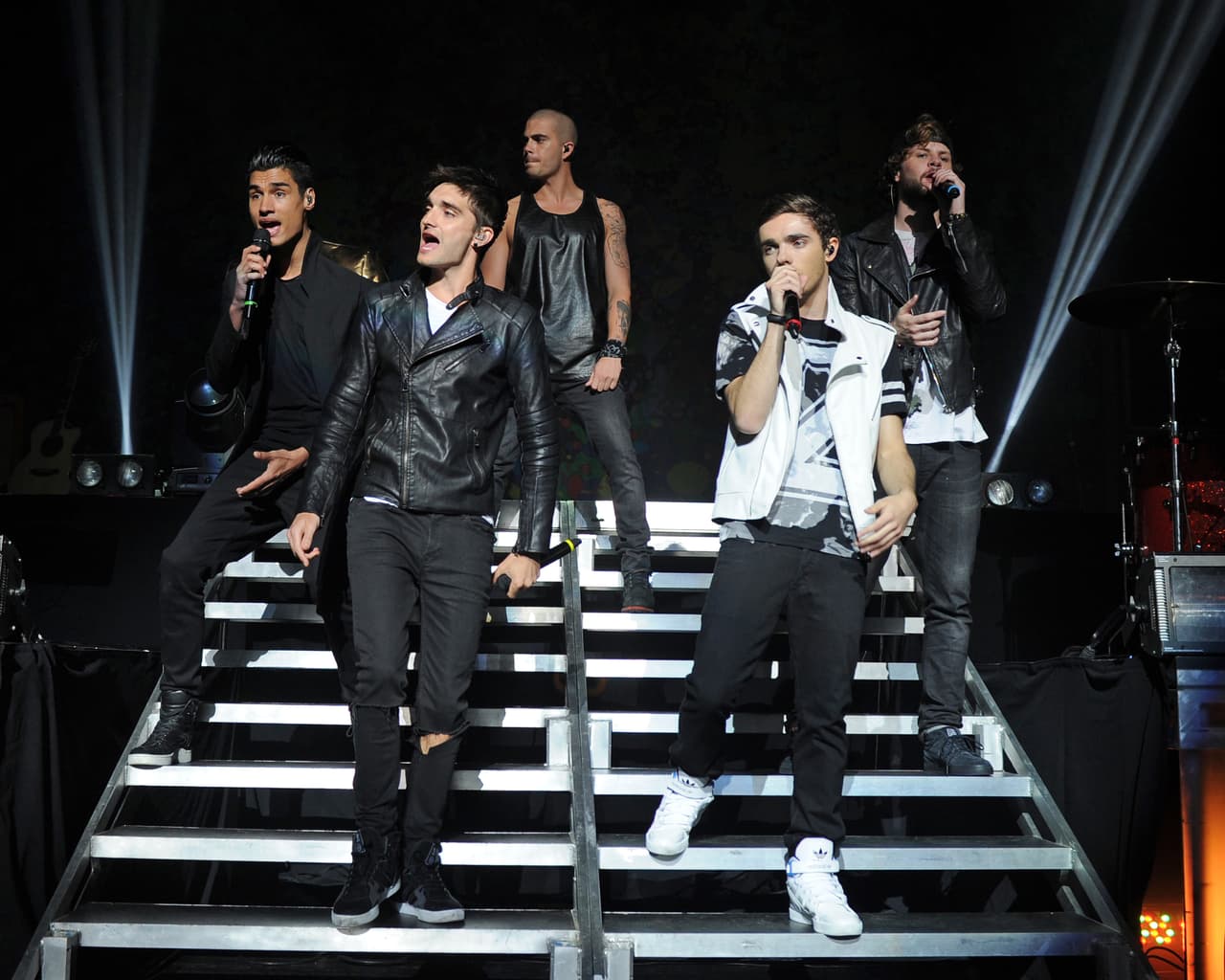 MIAMI BEACH, FL - MAY 09: Siva Kaneswaran, Tom Parker, Max George, Nathan Sykes and Jay McGuiness of The Wanted perform at Fillmore Miami Beach on May 9, 2014 in Miami Beach, Florida. (Photo by Larry Marano/Getty Images)