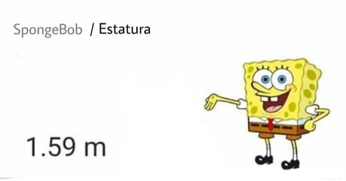 De acuerdo a Google, Bob Esponja mide 1 metro con 59 centímetros, hecho que se comenzó a viralizar a través de las redes sociales debido a que el dibujo animado "que vive en una piña de bajo del mar" resultó ser más alto que muchas estrellas de fama internacional.