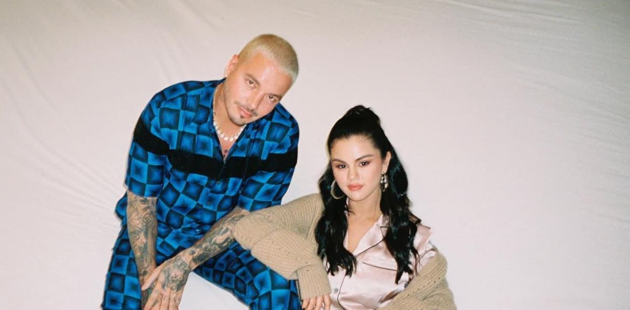 J Balvin y Selena Gomez durante la grabación del videoclip
